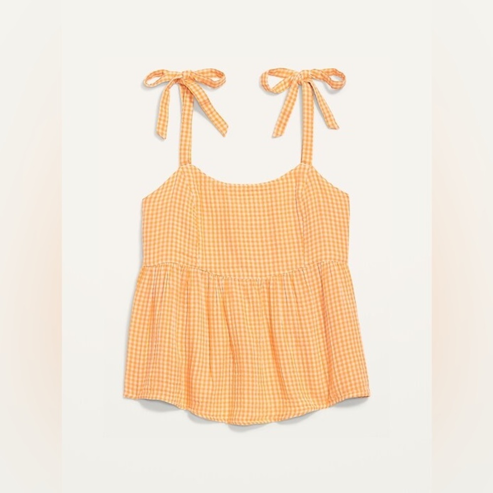 Old Navy Sleeveless Tie-Shoulder Gingham Cami Babydoll Swing Top Size XL
